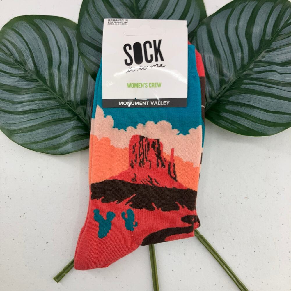 Sock It To Me Red Brown Monument Valley Desert Nature Outdoor Novelty Crew Sock